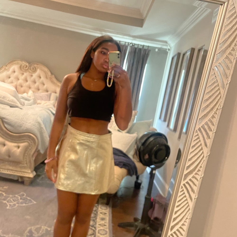 Gold Leather Skirt